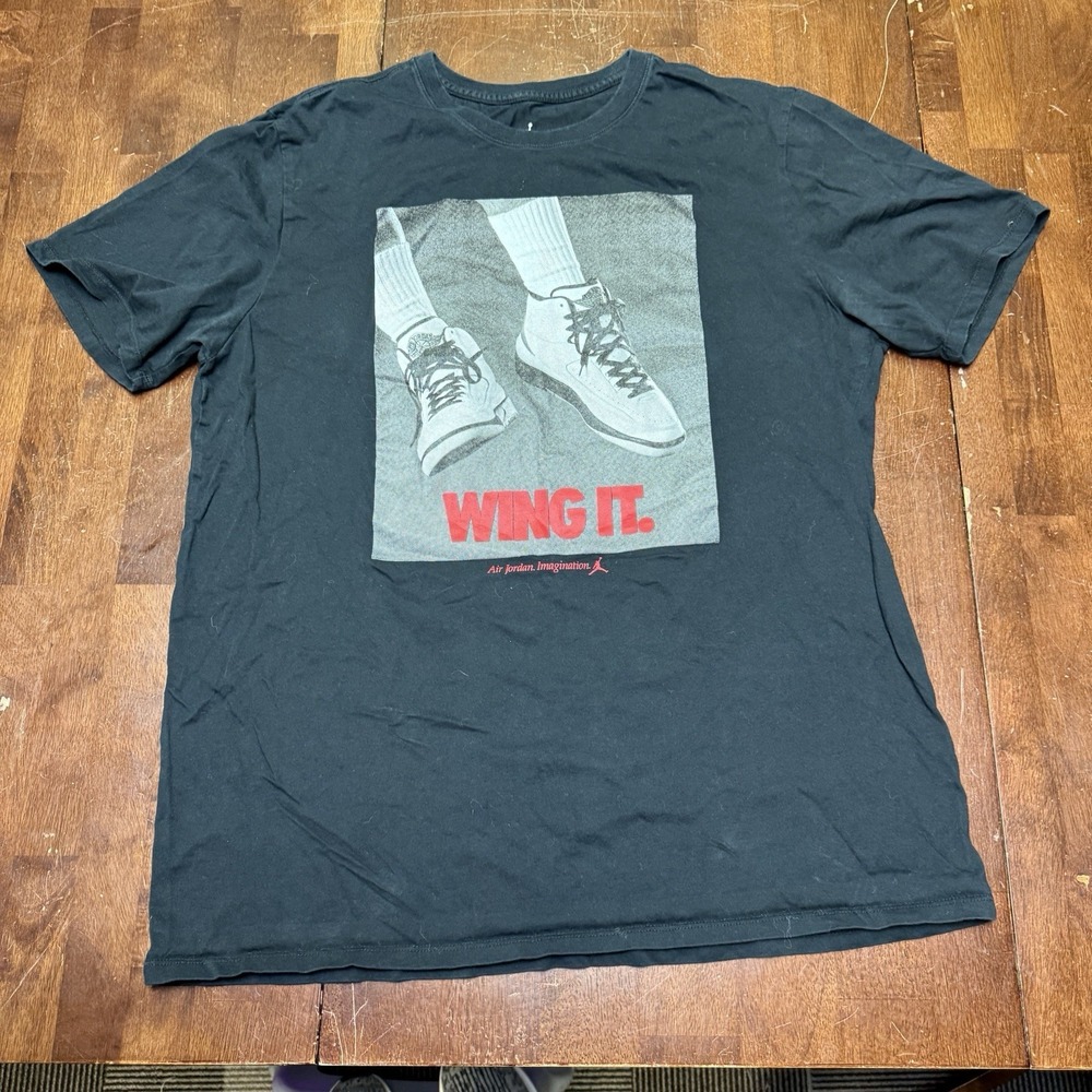 Air Jordan Jumpman Imagination Wing It‎ T-shirt Tee Black Youth XL Men's Medium